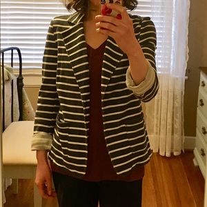Old Navy, blue/white striped jersey blazer, size S
